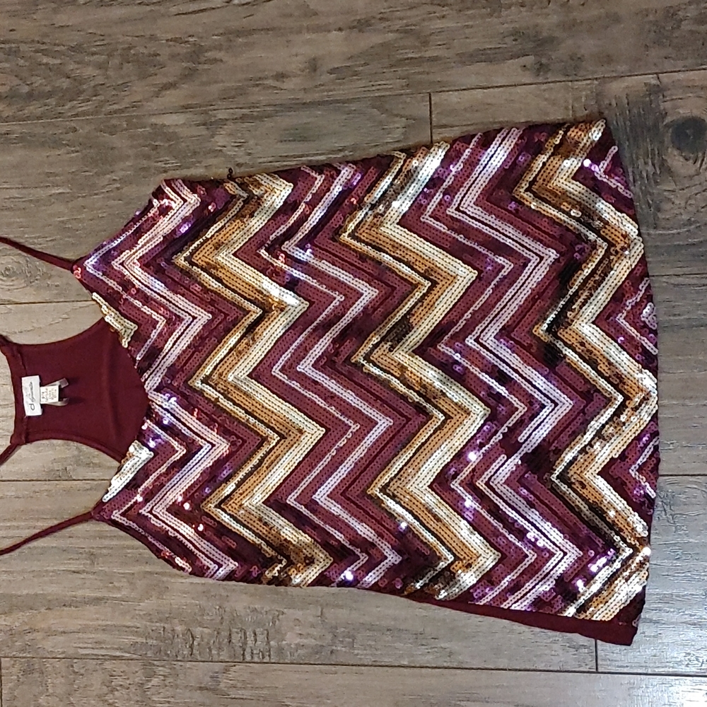 Sequences tank top tank burgundy, purple, silver, gold and pink